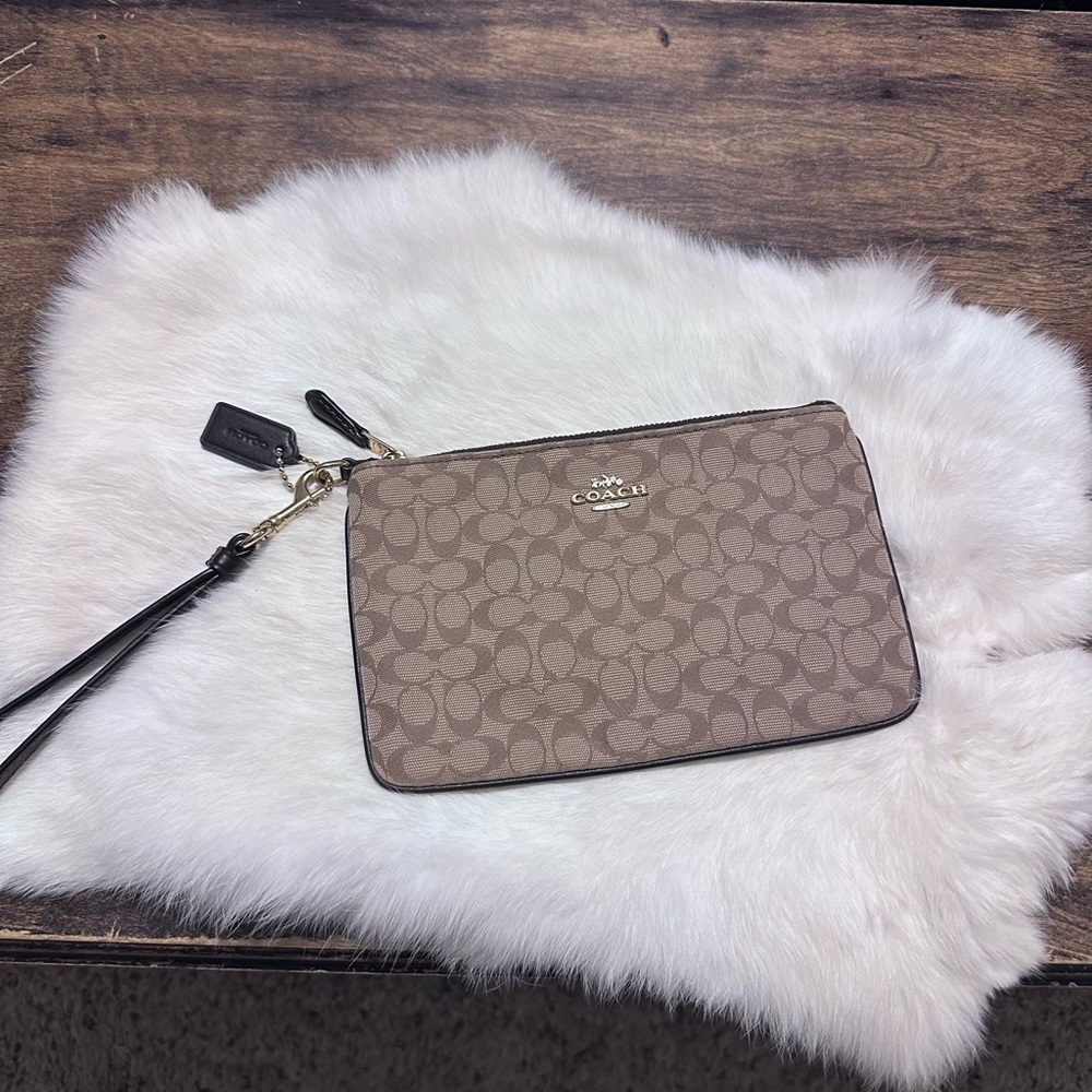 COAH Wristlet in Signature Canvas Brown